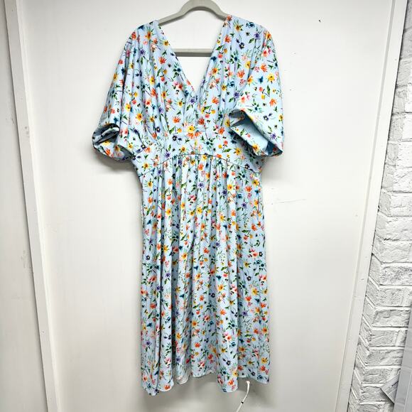 Alexia Admor Womens August Midi Dress Halogen Garden V-neck Plus Size 1X - Picture 4 of 5